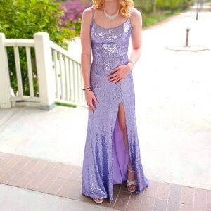 Purple Sequin Prom Dress